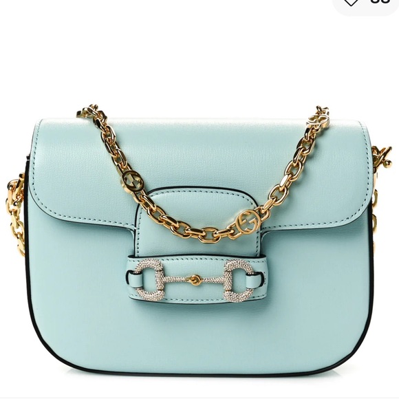 GUCCI Azalea Calfskin Crystal GG Monogram Mini Horsebit 1955 Bag - Picture 4 of 9